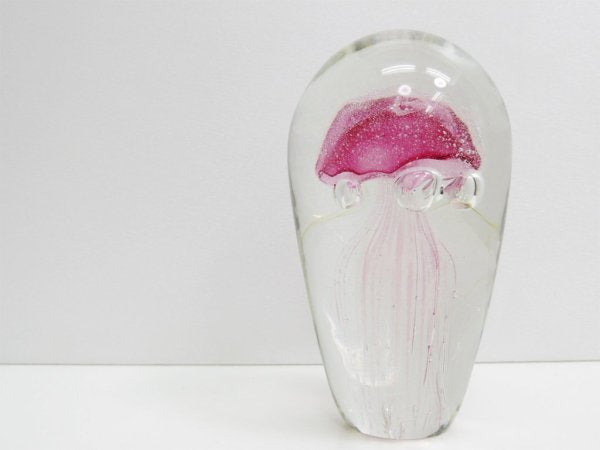 アートガラス ペーパーウェイト オブジェ クラゲ jellyfish Paper weight ピンクカラー ●