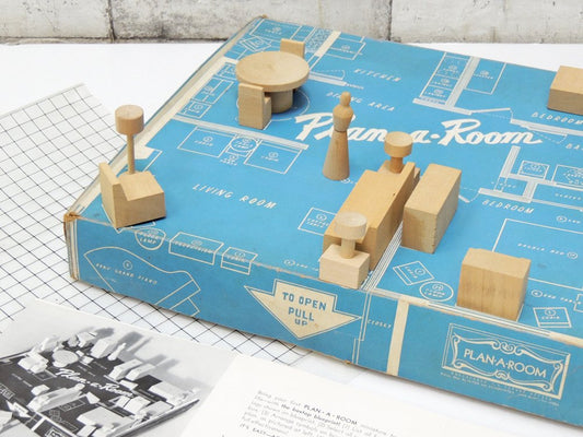 プラン・ア・ルーム Plan・A・Room インテリア デザイン キット Interior Design Kit 1/2in. =1ft. ミニチュア 木製 玩具 1960s ビンテージ ●