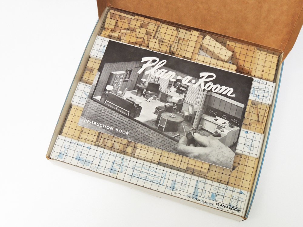 プラン・ア・ルーム Plan・A・Room インテリア デザイン キット Interior Design Kit 1/2in. =1ft. ミニチュア 木製 玩具 1960s ビンテージ ●