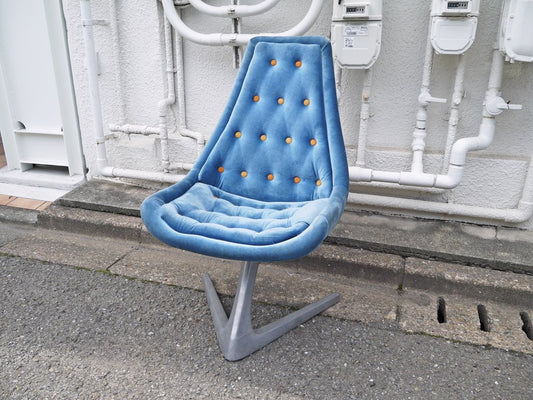 クロームクラフト CHROMECRAFT ユニコーンチェア Unicorn chair ブルー ベロア生地 ウラジミール・ケーガン Vladimir Kagan スタートレック USビンテージ ◇