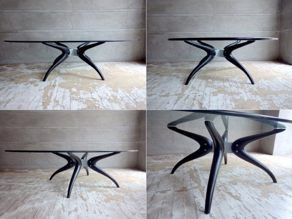 ポラダ porada デヌオ オーバル リビング テーブル DENUO OVAL LIVING TABLE ガラステーブル ローテーブル W148 定価216,300円 廃盤 ♪