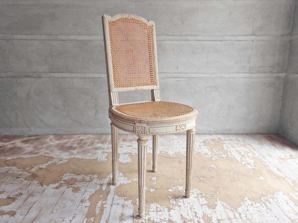 シャビーシック Shabby Chic 籐編み ラタン ホワイト ダイニングチェア ビンテージ ♪