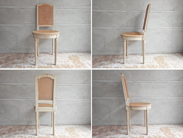 シャビーシック Shabby Chic 籐編み ラタン ホワイト ダイニングチェア ビンテージ ♪