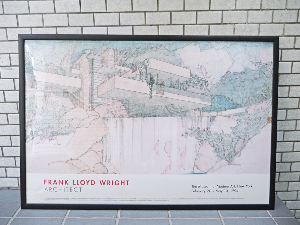 フランクロイドライト FRANK LLOYD WRIGHT アートポスター 落水荘 falling water 額装 ■