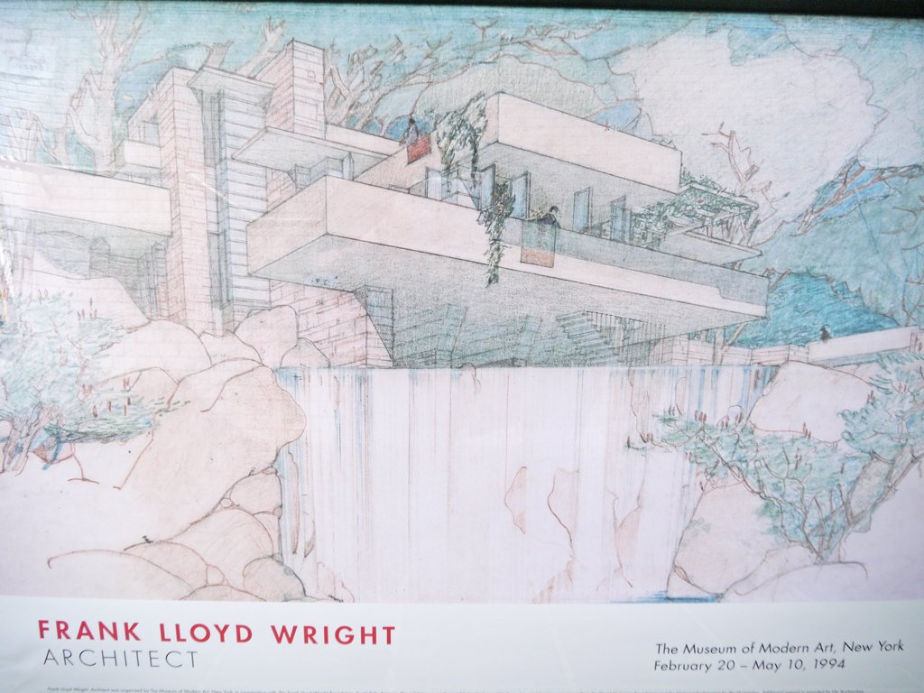 フランクロイドライト FRANK LLOYD WRIGHT アートポスター 落水荘 falling water 額装 ■