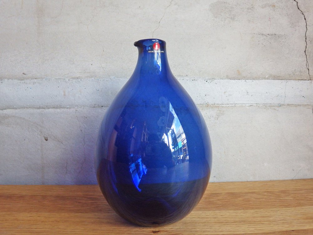 イッタラ iittala バードボトル Bird Bottle i-401 ティモ・サルパネヴァ TimoSarpaneva 1957-1968年 ネイビー 三角シール 刻印あり ♪