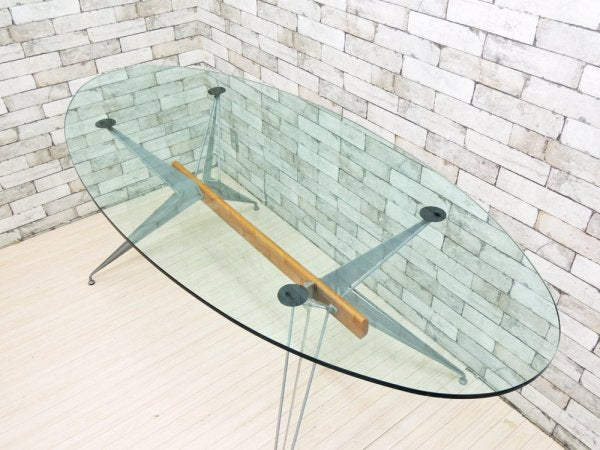 ファセム Fasem ガラス天板 ダイニングテーブル ガラス × メタル × ウッド イタリア モダン ●