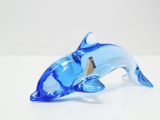 ドーム フランス Daum France クリスタル ドルフィン オブジェ Crystal Dolphin Sculpture ブルー 
 ●