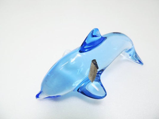 ドーム フランス Daum France クリスタル ドルフィン オブジェ Crystal Dolphin Sculpture ブルー 
 ●