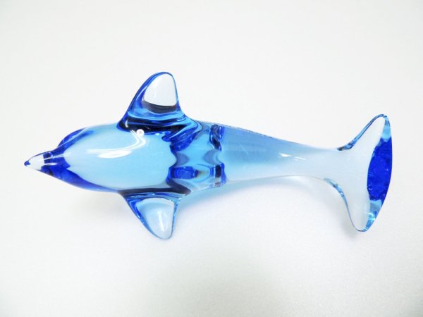 ドーム フランス Daum France クリスタル ドルフィン オブジェ Crystal Dolphin Sculpture ブルー 
 ●