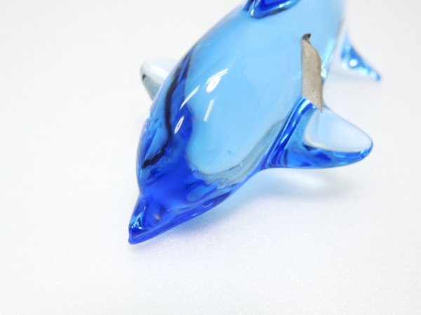 ドーム フランス Daum France クリスタル ドルフィン オブジェ Crystal Dolphin Sculpture ブルー 
 ●