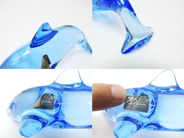 ドーム フランス Daum France クリスタル ドルフィン オブジェ Crystal Dolphin Sculpture ブルー 
 ●