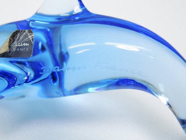 ドーム フランス Daum France クリスタル ドルフィン オブジェ Crystal Dolphin Sculpture ブルー 
 ●