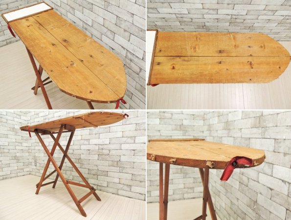 UKアンティーク UK Antique アイロン台 スタンド式 折り畳み ディスプレイテーブル コンソールテーブル タイル ●