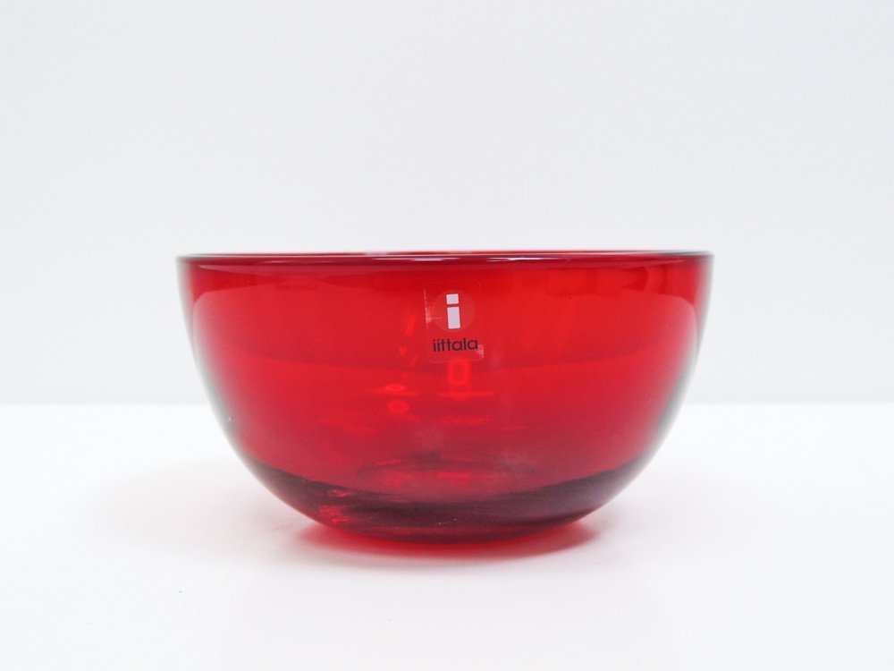 イッタラ iittala ティーマ TEEMA ガラス ボウル レッド 12.5cm ヘイッキ・オルヴォラ Heikki Orvola フィンランド 北欧 廃番 A ●