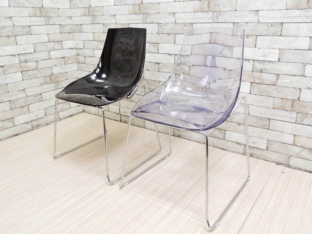 ダルセーニョ Dal Segno Furnishing ダイアモンドスツール ブラック & クリア ダイニングチェア スタッキング アクリル 2脚セット イタリア ●