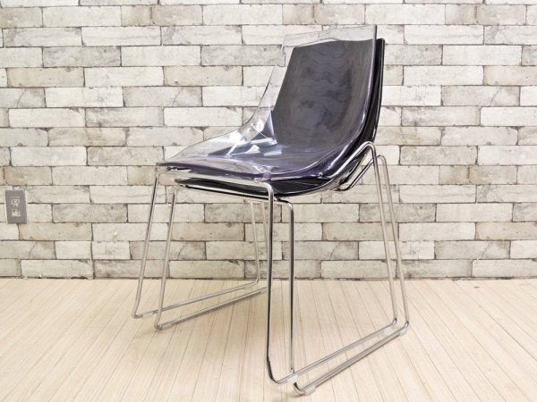ダルセーニョ Dal Segno Furnishing ダイアモンドスツール ブラック & クリア ダイニングチェア スタッキング アクリル 2脚セット イタリア ●