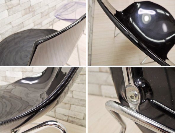 ダルセーニョ Dal Segno Furnishing ダイアモンドスツール ブラック & クリア ダイニングチェア スタッキング アクリル 2脚セット イタリア ●