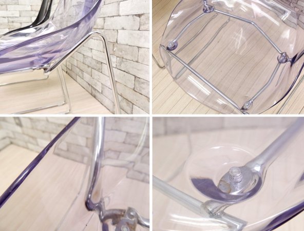 ダルセーニョ Dal Segno Furnishing ダイアモンドスツール ブラック & クリア ダイニングチェア スタッキング アクリル 2脚セット イタリア ●