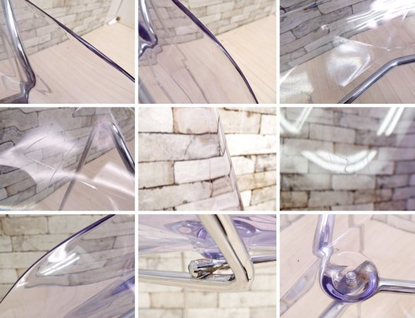 ダルセーニョ Dal Segno Furnishing ダイアモンドスツール ブラック & クリア ダイニングチェア スタッキング アクリル 2脚セット イタリア ●