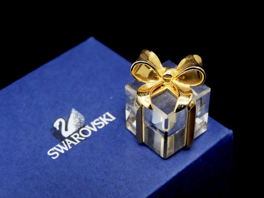 スワロフスキー SWAROVSKI ミニチュア プレゼントBOX クリスタルオブジェ 置き物 箱付き ●