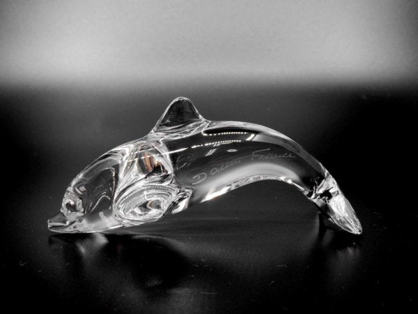 ドーム フランス Daum France クリスタル ドルフィン オブジェ Crystal Dolphin Sculpture クリア ●