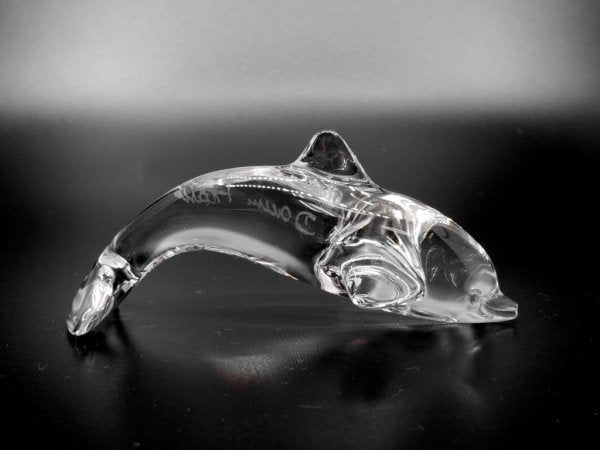 ドーム フランス Daum France クリスタル ドルフィン オブジェ Crystal Dolphin Sculpture クリア ●