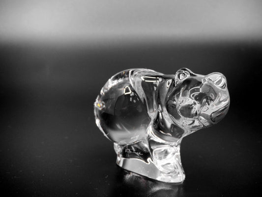 ドーム フランス Daum France クリスタル オブジェ 小熊 Crystal Sculpture Bear クリア ●