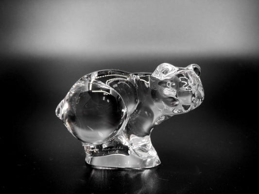 ドーム フランス Daum France クリスタル オブジェ 小熊 Crystal Sculpture Bear クリア ●