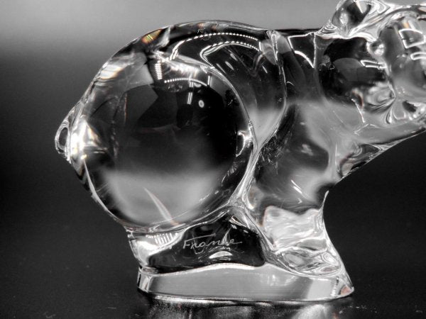 ドーム フランス Daum France クリスタル オブジェ 小熊 Crystal Sculpture Bear クリア ●