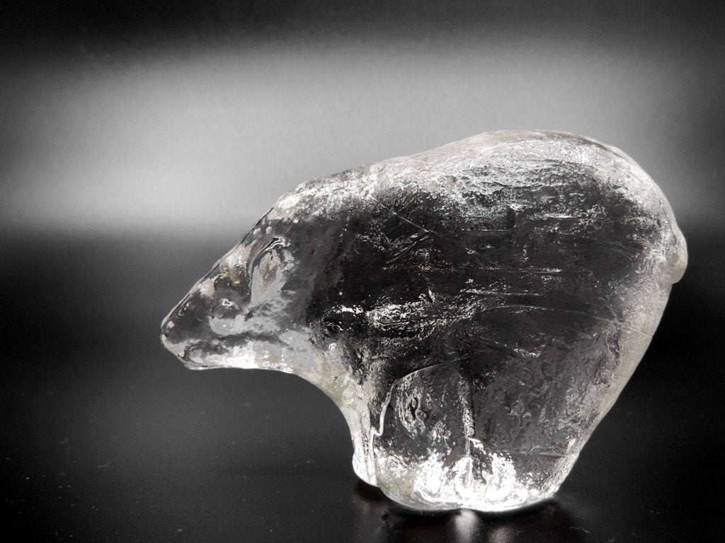 スウェーデン Sweden ガラス オブジェ シロクマ glass Sculpture Polar bear 置き物 ●