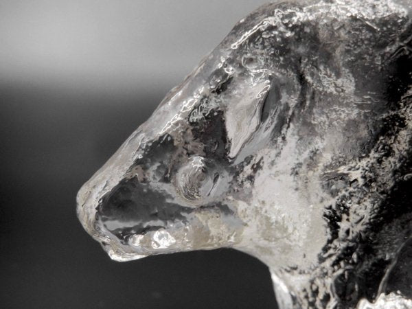 スウェーデン Sweden ガラス オブジェ シロクマ glass Sculpture Polar bear 置き物 ●