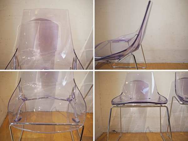 ダルセーニョ Dal Segno Furnishing ダイアモンドスツール クリア ダイニングチェア スタッキング アクリル 2脚セット イタリア ★
