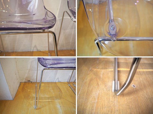 ダルセーニョ Dal Segno Furnishing ダイアモンドスツール クリア ダイニングチェア スタッキング アクリル 2脚セット イタリア ★