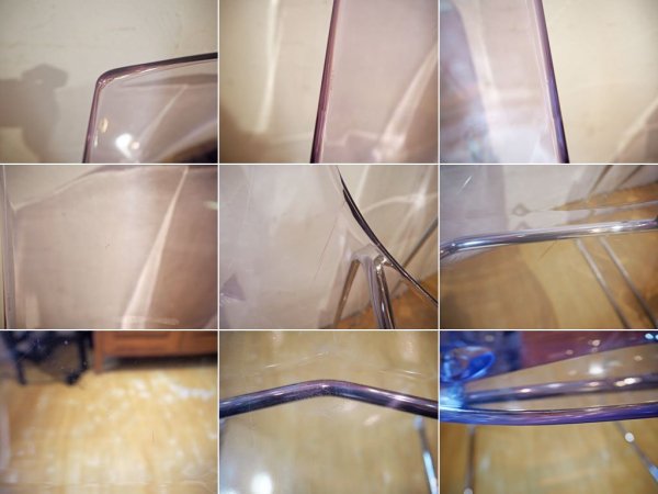 ダルセーニョ Dal Segno Furnishing ダイアモンドスツール クリア ダイニングチェア スタッキング アクリル 2脚セット イタリア ★