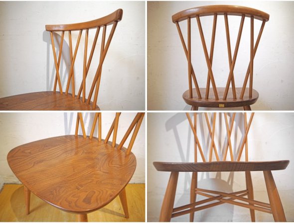 アーコール Ercol クロスバックチェア ラティスドチェア ダイニングチェア エルム材 ビーチ材 UKビンテージ 1960年代 ★