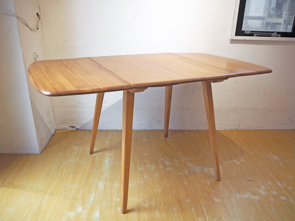 アーコール Ercol ドロップリーフテーブル ダイニングテーブル エルム材 ビーチ材 伸長式 W64～100～138cm UKビンテージ 英国 アンティーク ★