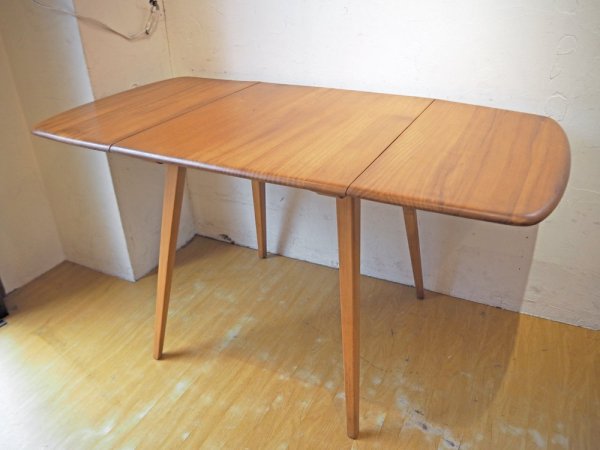 アーコール Ercol ドロップリーフテーブル ダイニングテーブル エルム材 ビーチ材 伸長式 W64～100～138cm UKビンテージ 英国 アンティーク ★