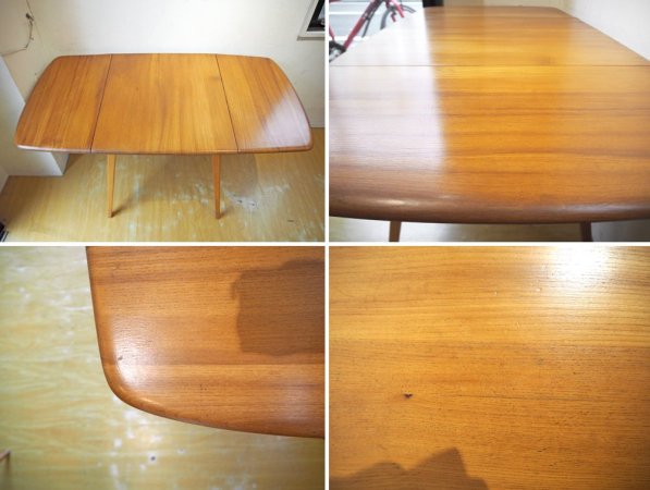 アーコール Ercol ドロップリーフテーブル ダイニングテーブル エルム材 ビーチ材 伸長式 W64～100～138cm UKビンテージ 英国 アンティーク ★