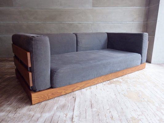 モモナチュラル MOMO natural リバーゲイト RIVER GATE N.BOX SOFA 3人掛けソファ オーク材 ロータイプ 定価約18万円 ♪