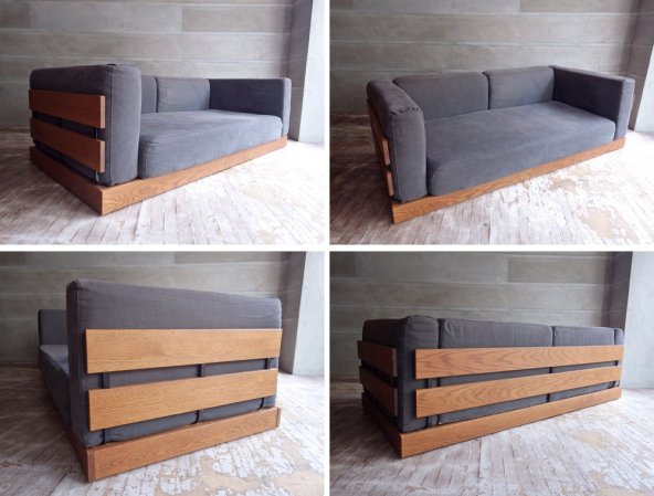 モモナチュラル MOMO natural リバーゲイト RIVER GATE N.BOX SOFA 3人掛けソファ オーク材 ロータイプ 定価約18万円 ♪