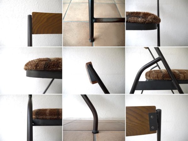 トラックファニチャー TRUCK FURNITURE スットチェア SUTTO CHAIR スチールロッド×オーク無垢材 タータンチェック インダストリアル ビンテージテイスト 稀少 廃盤品 ◇