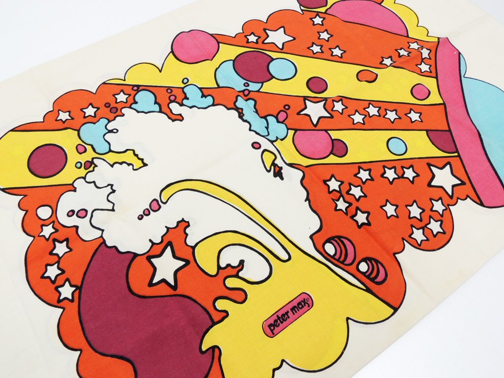 Mohawk ピーター・マックス Peter max ピローケース 枕カバー サイケデリック柄 70'sビンテージ アメリカ製 ポップアート ●