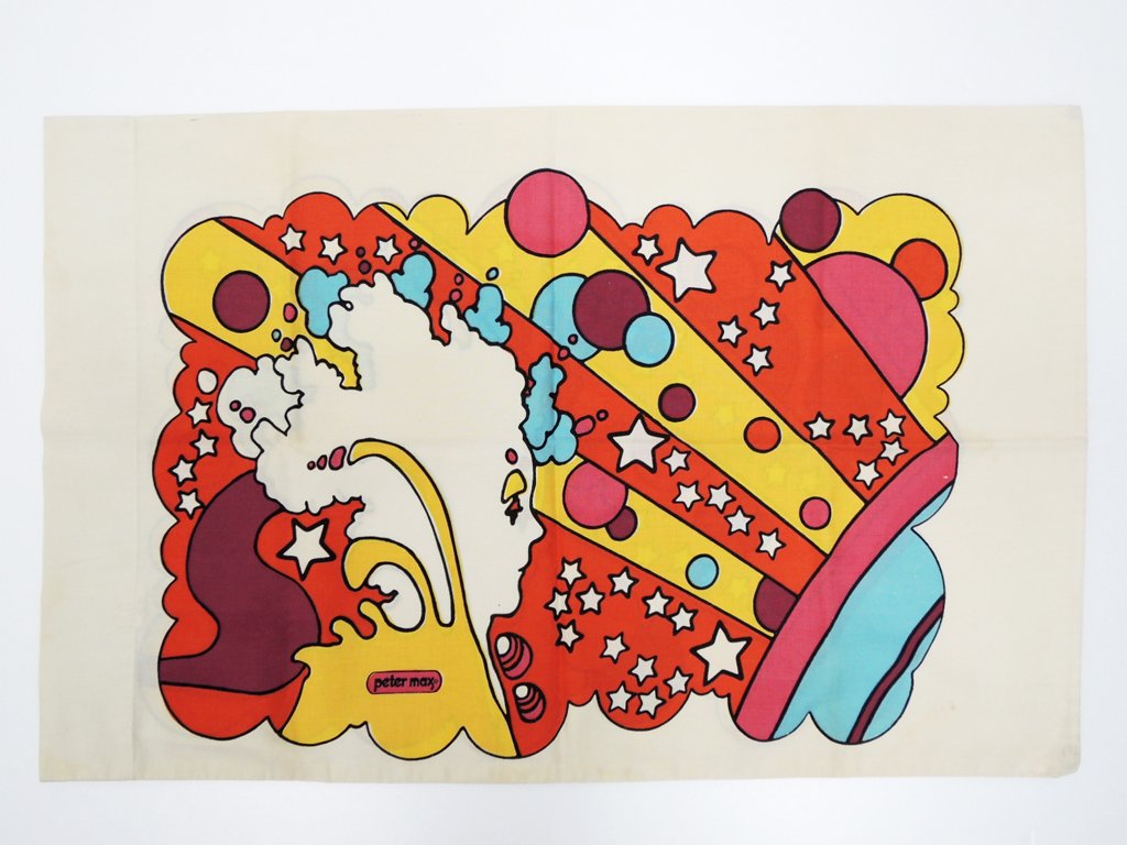Mohawk ピーター・マックス Peter max ピローケース 枕カバー サイケデリック柄 70'sビンテージ アメリカ製 ポップアート ●
