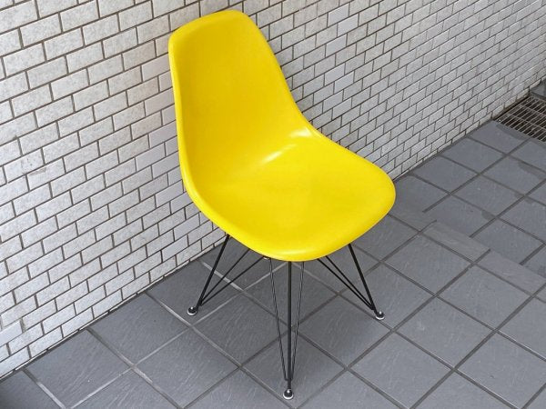 ハーマンミラー Herman Miller サイドシェルチェア 現行FRP製 1stタイプ エッフェルベース イエロー C&R イームズ DSR ミッドセンチュリー ■