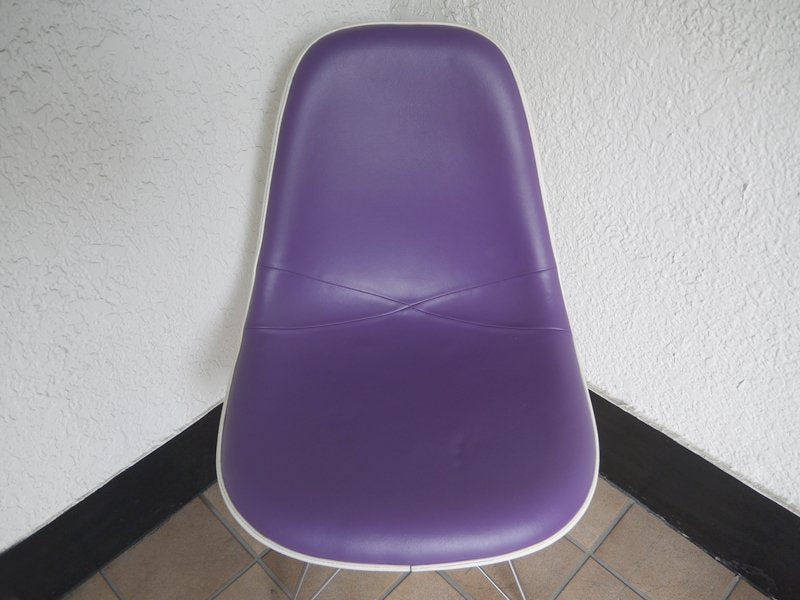 ハーマンミラー HermanMiller サイドシェルチェア 80's ビンテージ 希少 3rd エッフェルベース DSR C&R.イームズ Eames PUレザー グレープ色 ミッドセンチュリー ◇