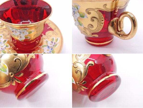 ベネチアングラス Venetian glass A.salvadoni カップ＆ソーサー C＆S ●