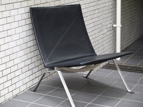 フリッツハンセン FRITZ HANSEN PK22 イージーチェア ラウンジチェア レザー ブラック ポール・ケアホルム 北欧家具 名作椅子 定価￥610,500- ■