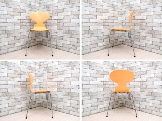 フリッツハンセン Fritz Hansen アントチェア ANT CHAIR アリンコチェア ラッカー アプリコット apricot 4本脚 アルネ・ヤコブセン デンマーク 北欧家具 ●