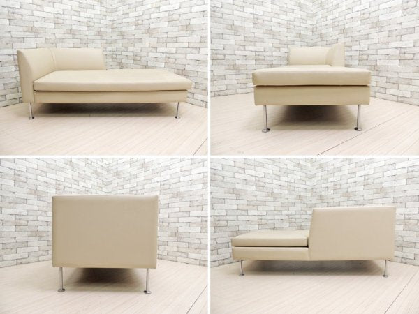 ワイズ フォー リビング Y's for living ラウンジソファ LOUNGE SOFA + オットマン OTTOMAN カウチソファ グレージュ系カラー 合皮 モダン 定価28万円以上 ●